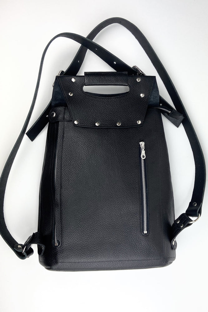 Georgie Black Italian Leather Rucksack