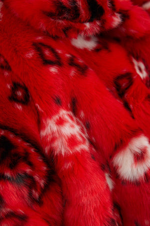 Tilly Red Paisley Faux Fur Coat - Jakke at The Bias Cut